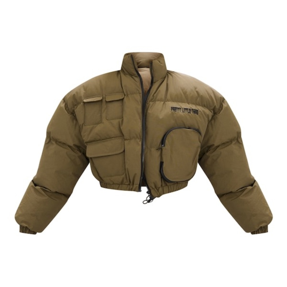 PrettyLittleThing Khaki Puffer Coat